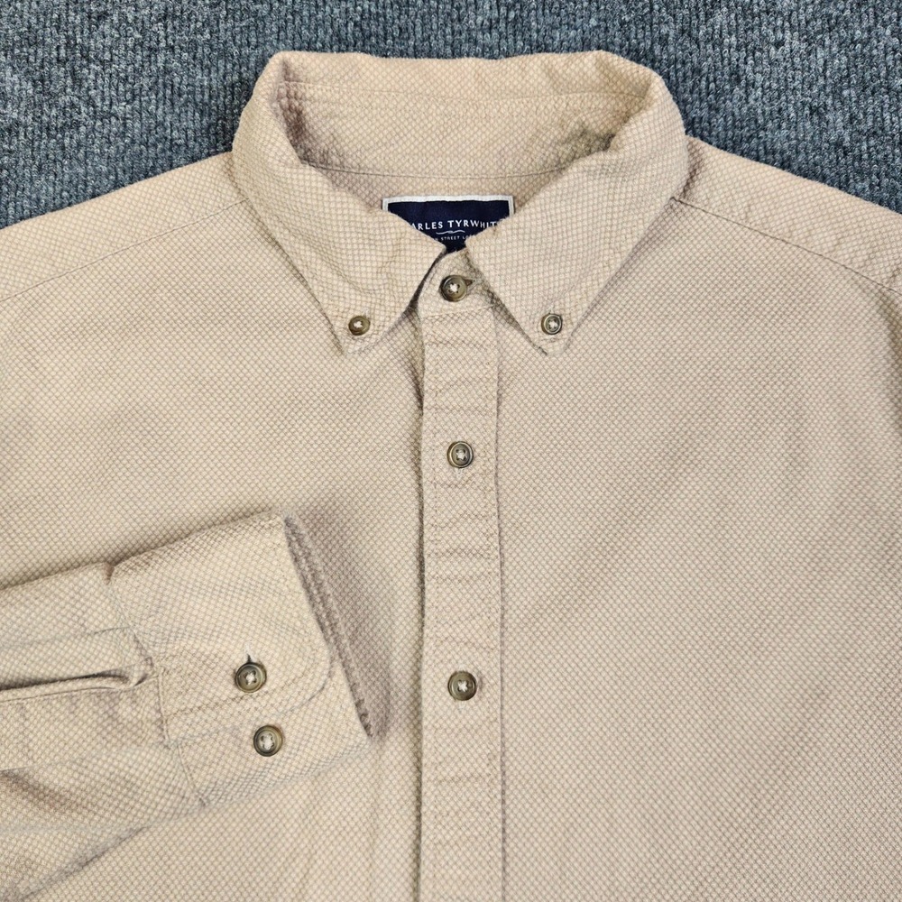 Charles Tyrwhitt Slim Fit Button Down Flannel Shirt Men L Mid Weight Cotton Soft